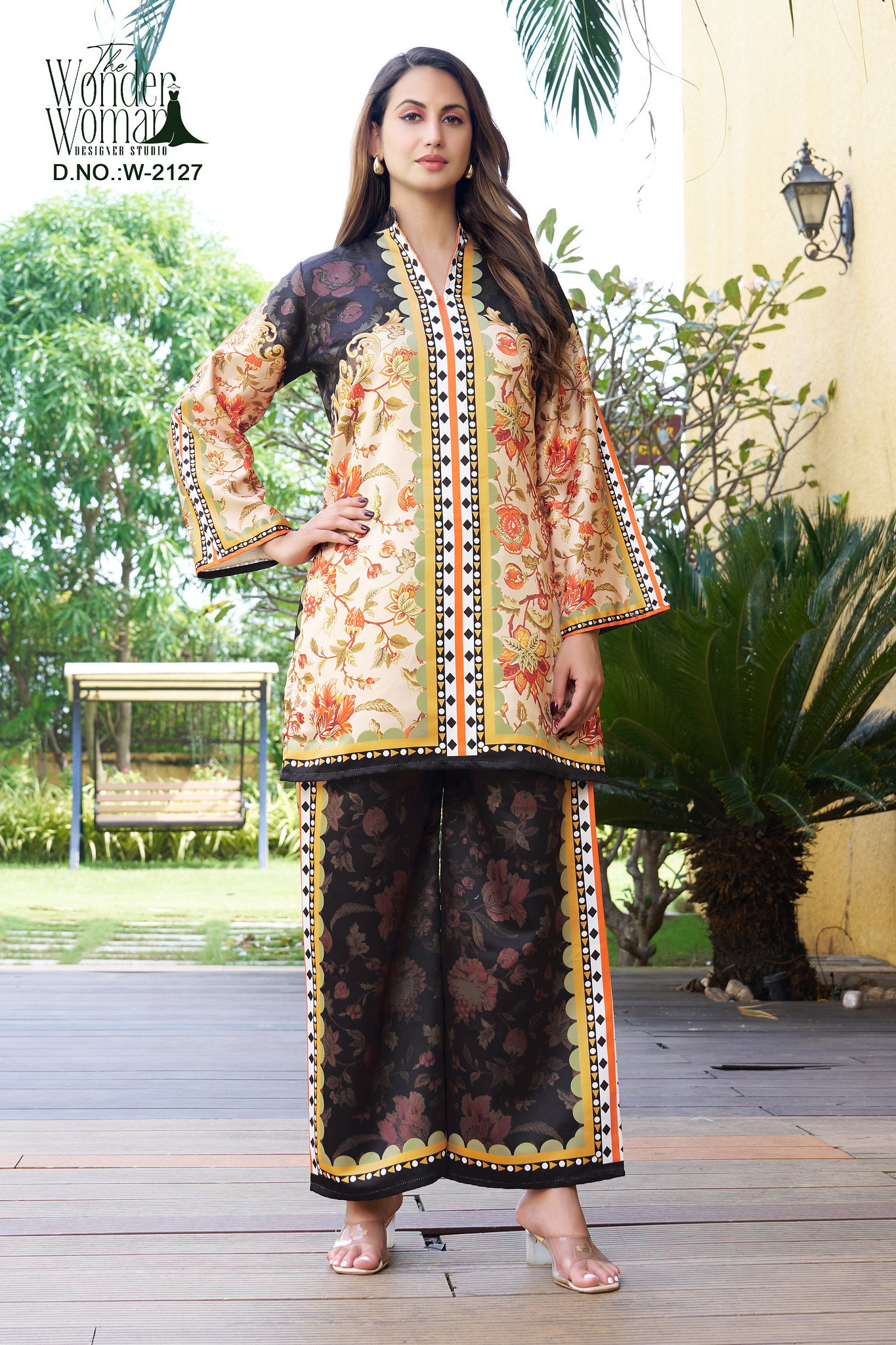 Wonder Women W 2127 Imported Satin Printed Co Ord Set