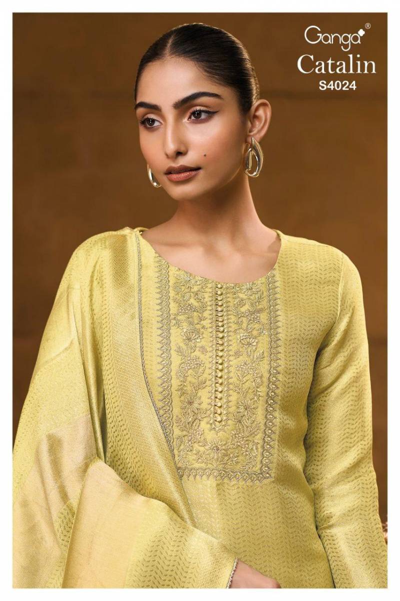 Ganga Catalin 4024 Bemberg Silk Embroidery Work Salwar Kameez