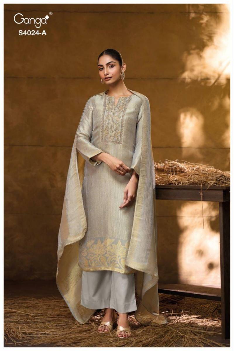 Ganga Catalin 4024 Bemberg Silk Embroidery Work Salwar Kameez