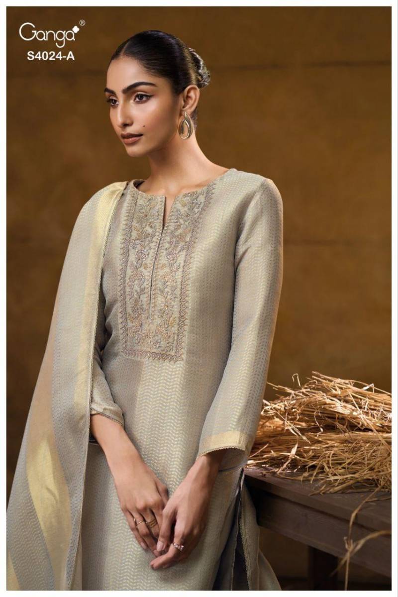 Ganga Catalin 4024 Bemberg Silk Embroidery Work Salwar Kameez