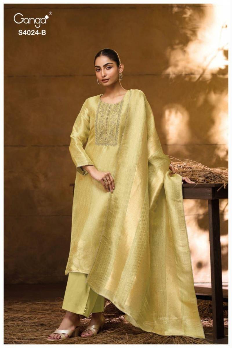 Ganga Catalin 4024 Bemberg Silk Embroidery Work Salwar Kameez