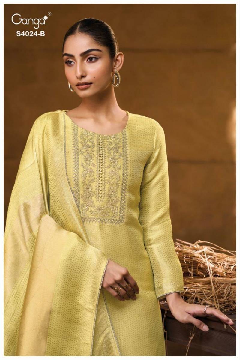 Ganga Catalin 4024 Bemberg Silk Embroidery Work Salwar Kameez