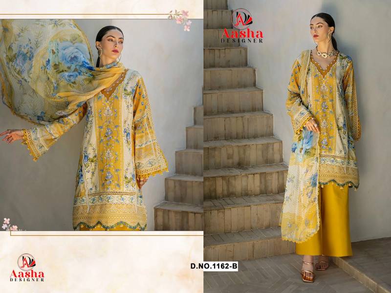 Aasha 1162 B Cotton Dupatta Cotton Print Embroidery Pakistani Salwar Kameez