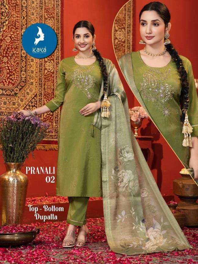 Kaya Pranali Roman Shimmer Stylish Casual Wear Kurti Pant And Dupatta