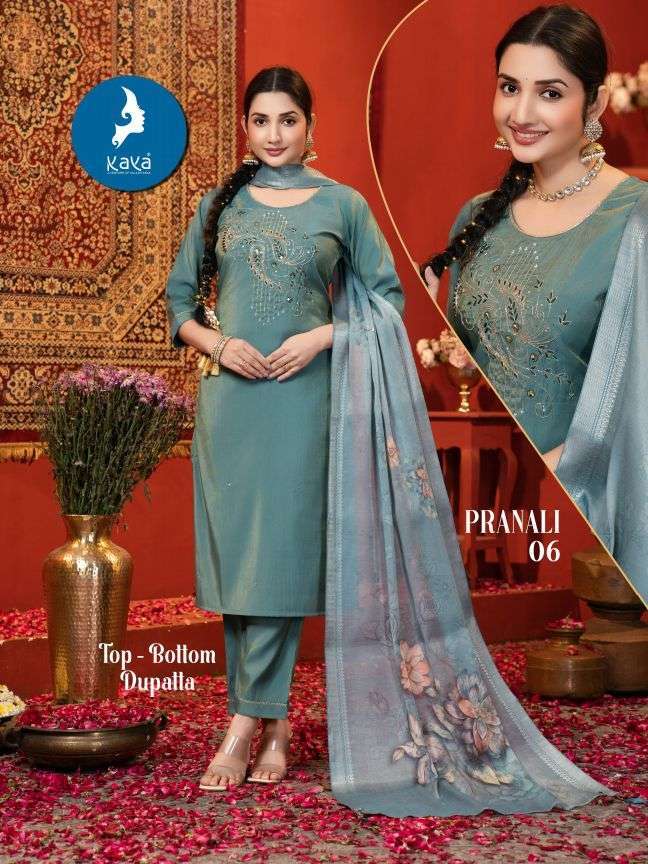 Kaya Pranali Roman Shimmer Stylish Casual Wear Kurti Pant And Dupatta