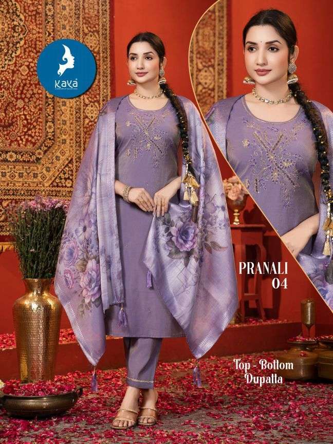 Kaya Pranali Roman Shimmer Stylish Casual Wear Kurti Pant And Dupatta