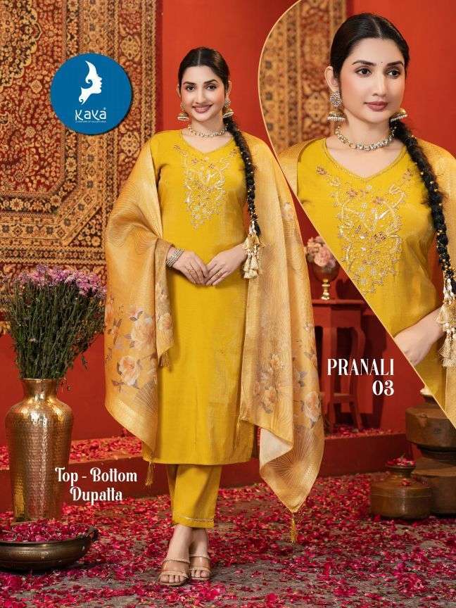 Kaya Pranali Roman Shimmer Stylish Casual Wear Kurti Pant And Dupatta