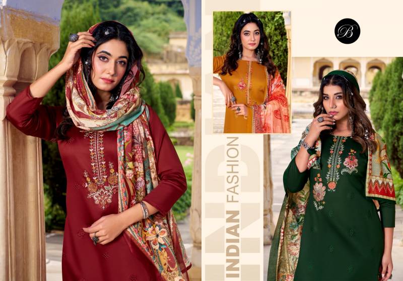 Belliza Zarqash Vol 13 Jam With Embroidery Work Dress Material