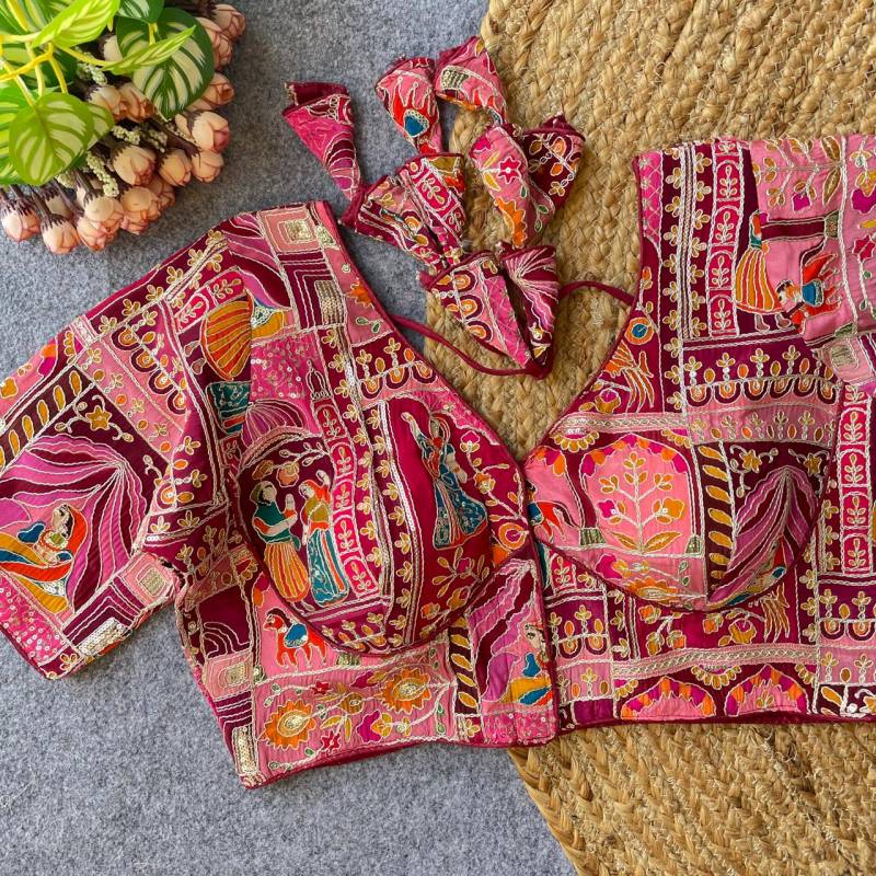 Fab Radha Rani Viscose Natural Crepe Embroidered Blouse