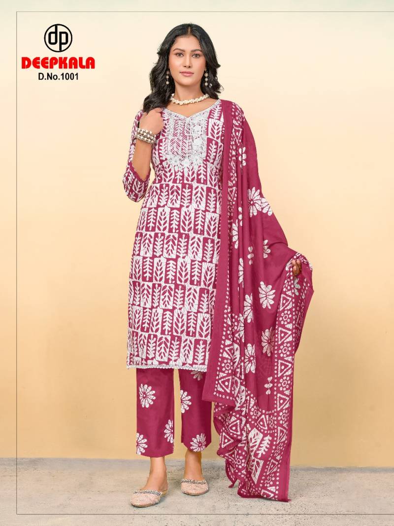 Deepkala Arohi Vol 1 Cotton Batik Printed Kurti With Bottom Dupatta