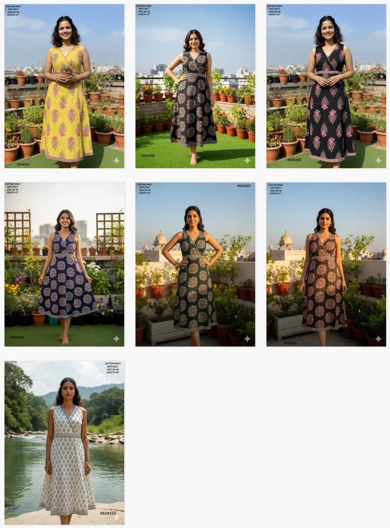 Naisha K 481 Cotton Printed Sleeveless Top With Belt Collection