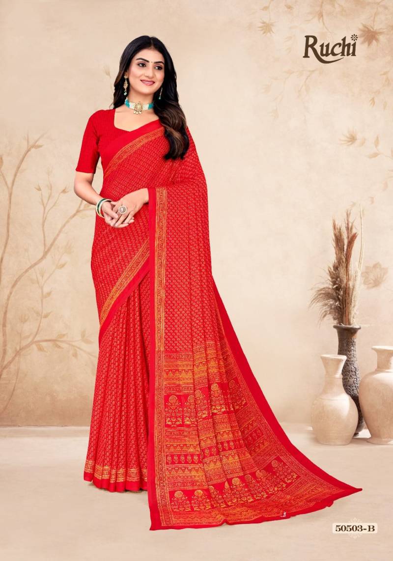 Ruchi Star Chiffon 212 Chiffon Printed Casual Wear Saree Collection