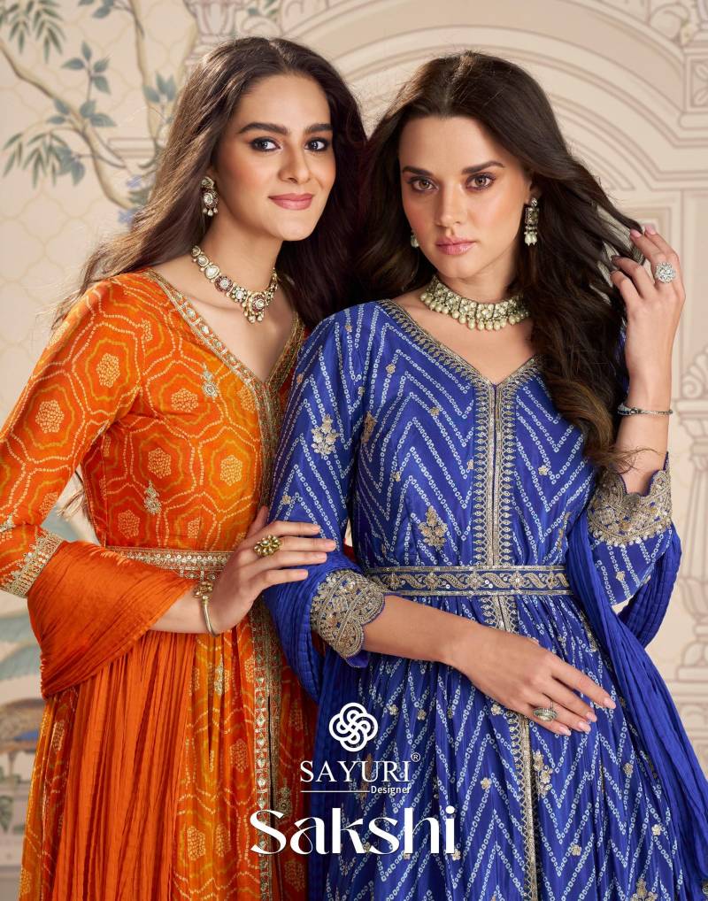 Sayuri Sakshi Chinon Silk Embroidered Work Top Bottom And Dupatta