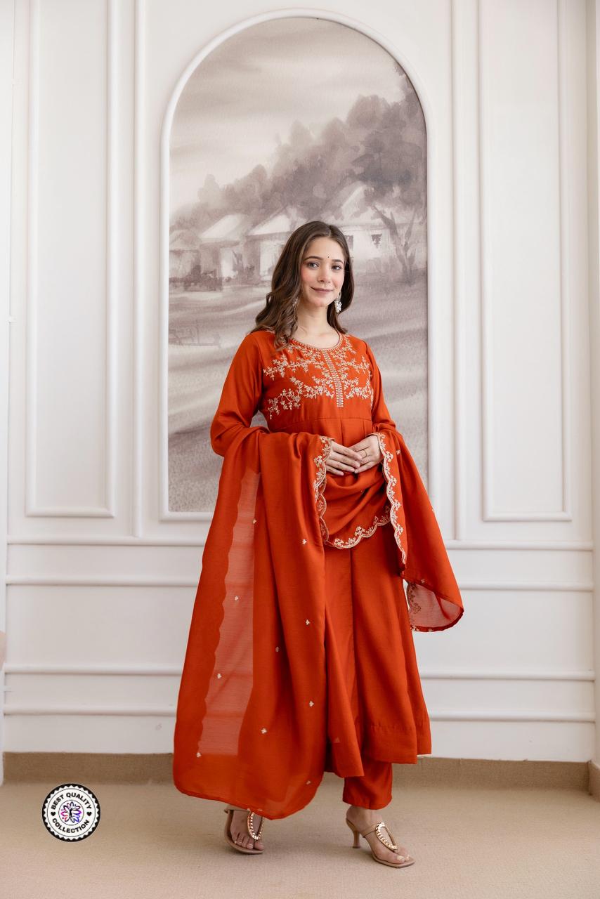 Lekha KL 5130 Vichitra Silk Embroidery Kurti Bottom With Dupatta