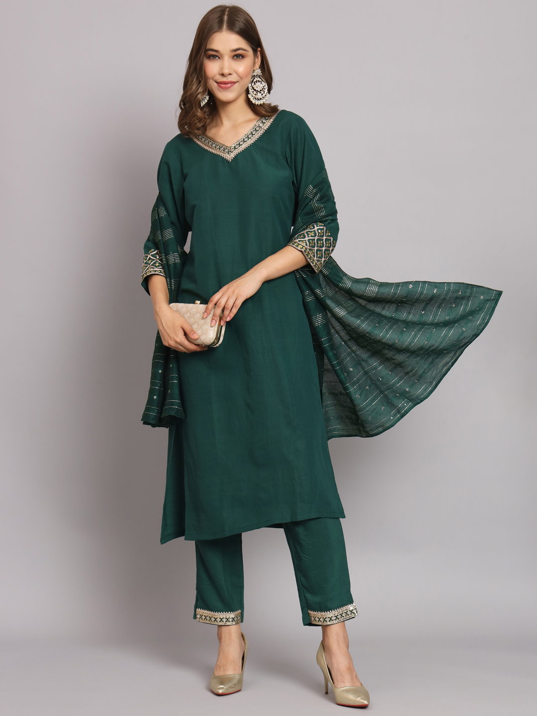 VP 9465 women kurta and trousers pant set silk blend	