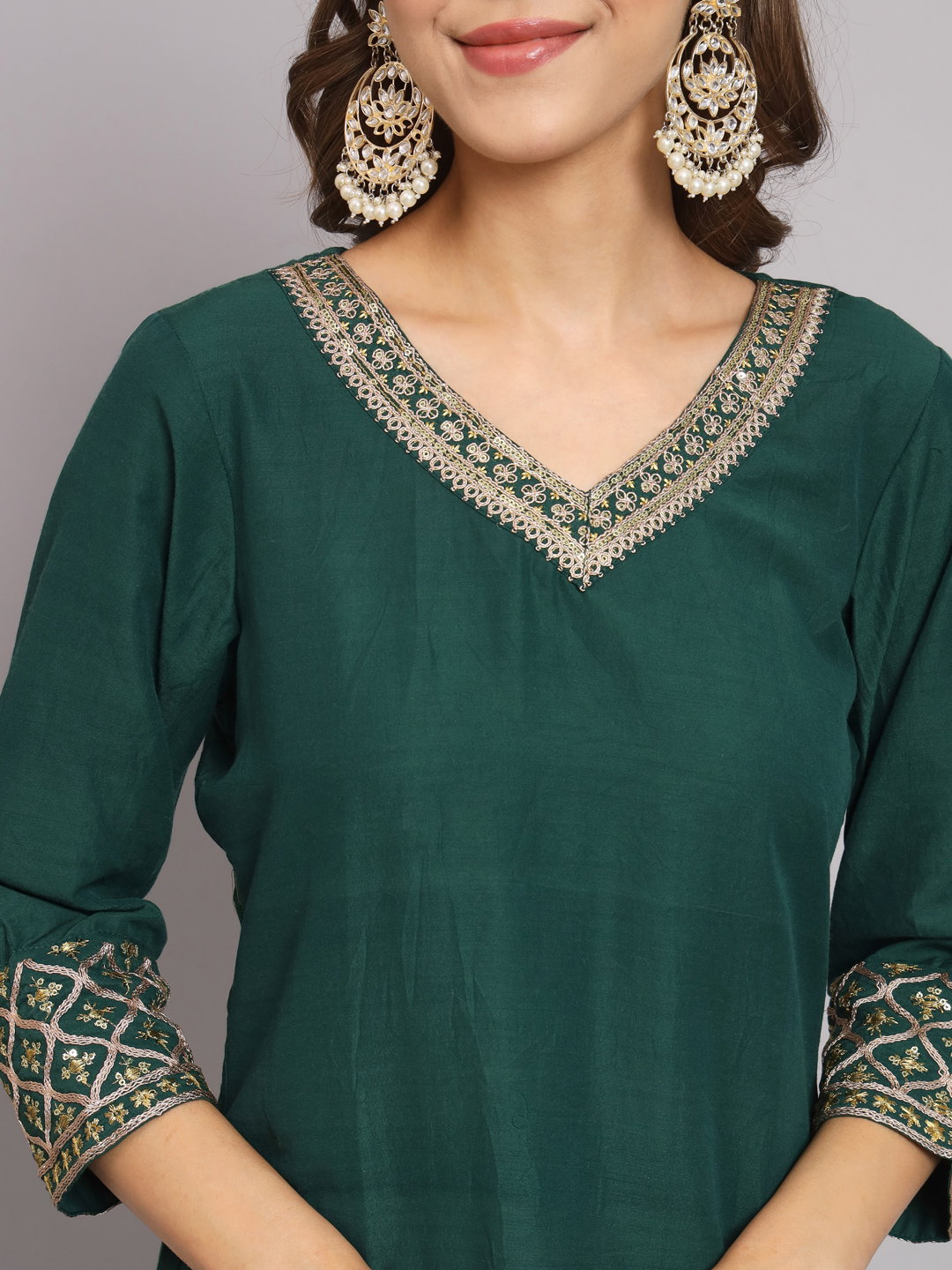 VP 9465 women kurta and trousers pant set silk blend	