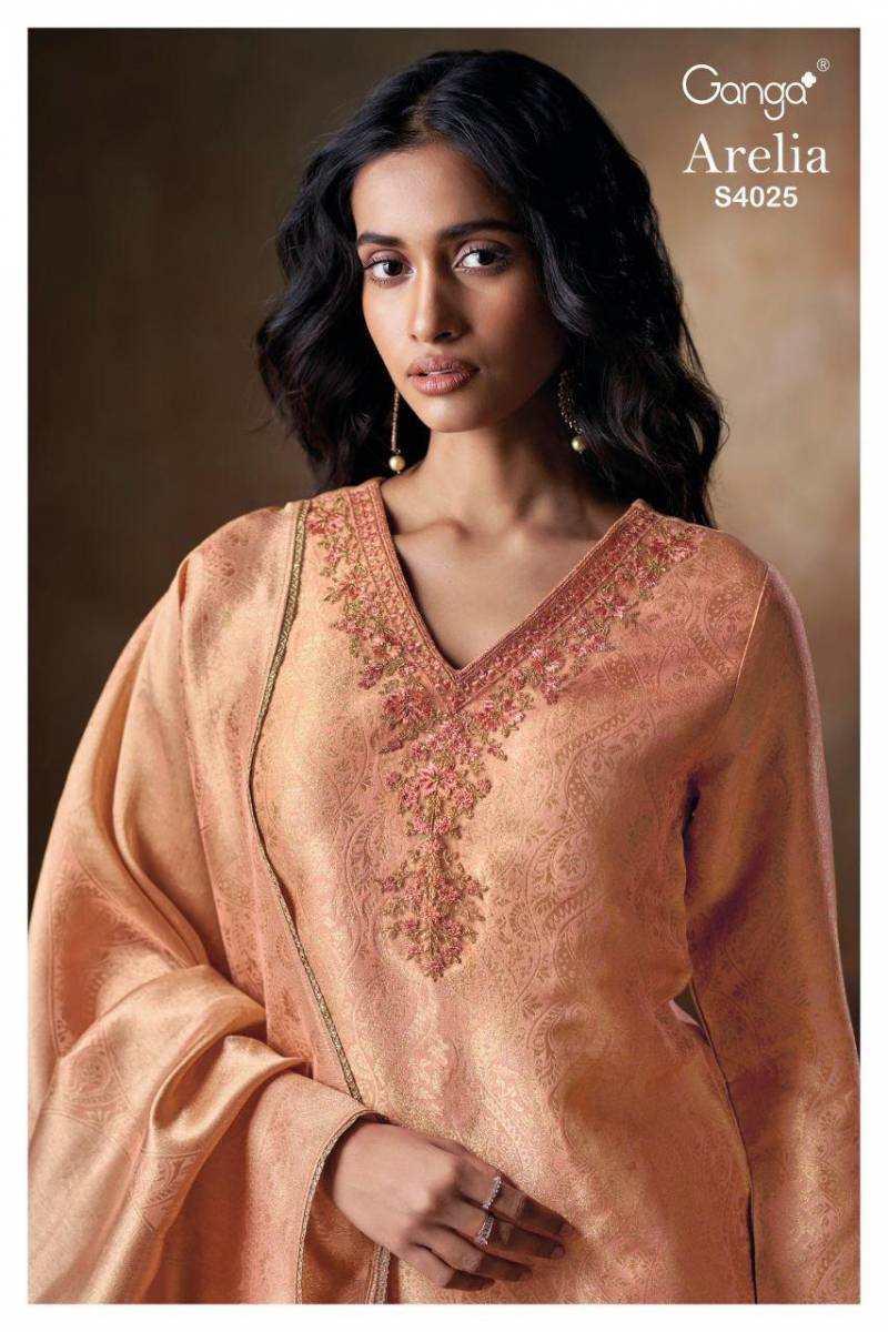 Ganga Arelia 4025 Bemberg Silk Embroidery Work Salwar Kameez