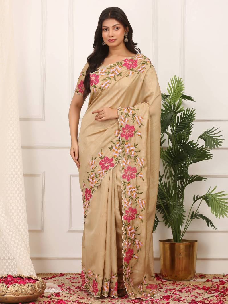 Bt 3144 Beautiful Manipuri Silk Thread Worked Saree Collection