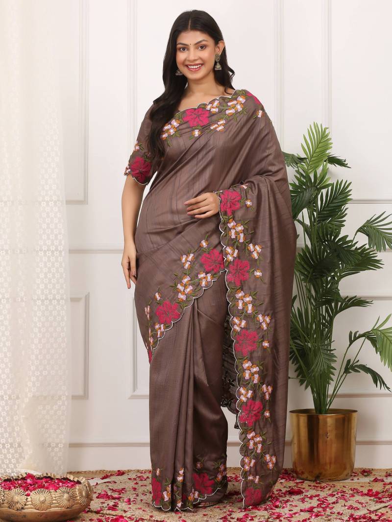 Bt 3144 Beautiful Manipuri Silk Thread Worked Saree Collection