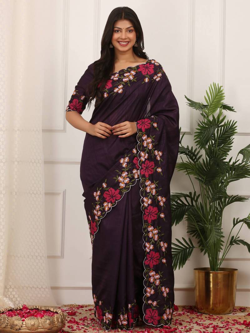 Bt 3144 Beautiful Manipuri Silk Thread Worked Saree Collection