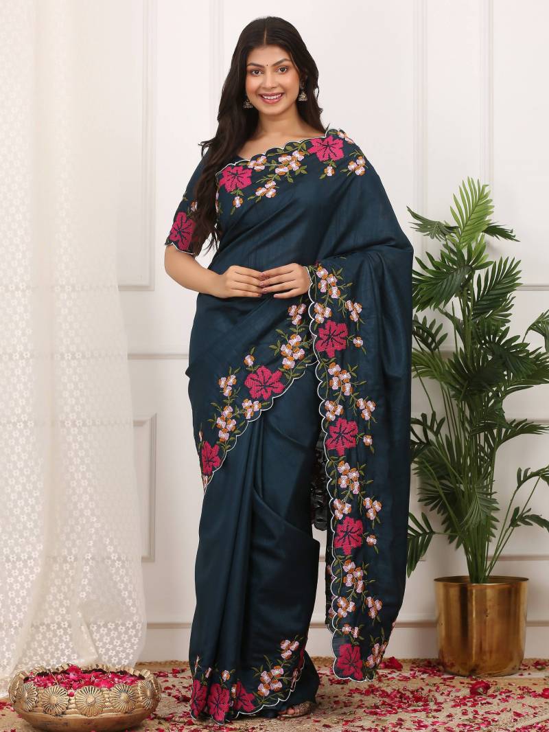 Bt 3144 Beautiful Manipuri Silk Thread Worked Saree Collection