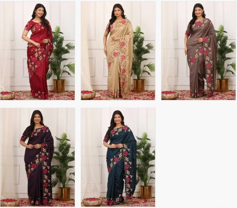 Bt 3144 Beautiful Manipuri Silk Thread Worked Saree Collection