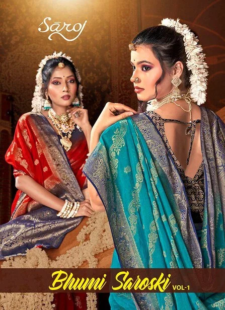 Saroj Bhumi Saroski Vol 1 Chinon Silk Beautiful Saree Collection
