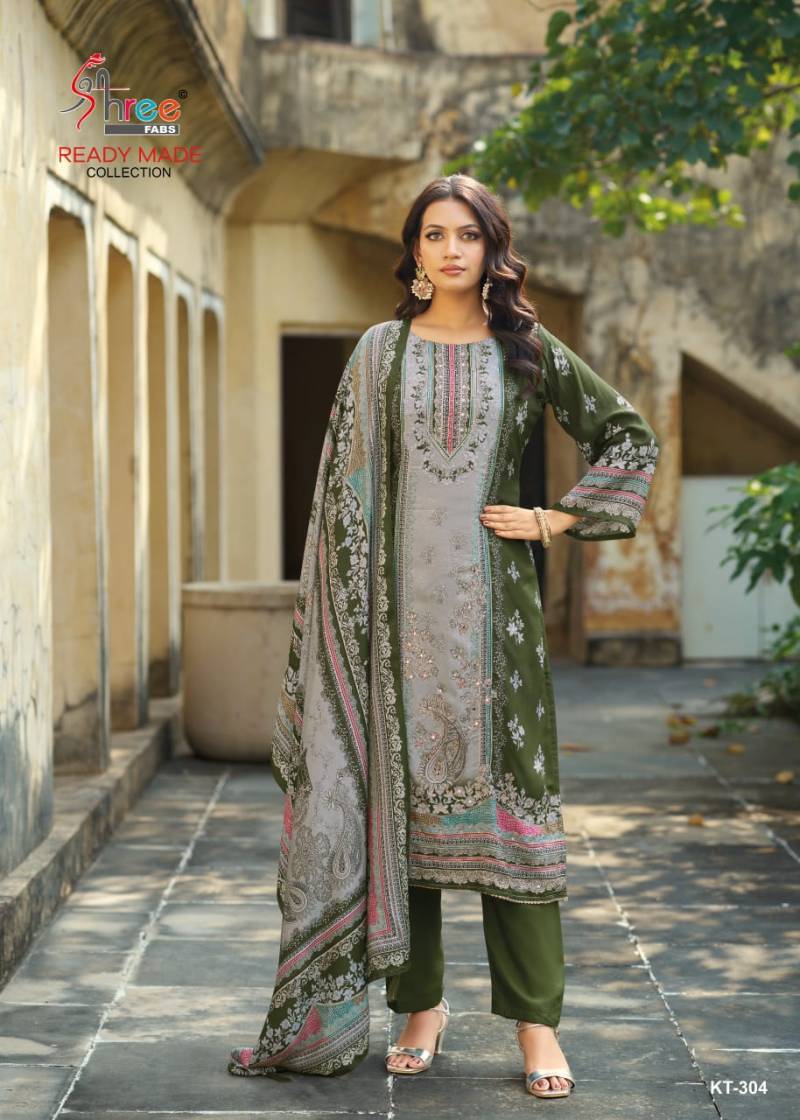 Shree Kt 304 Viscose Maslin Digital Print And Work Salwar Kameez