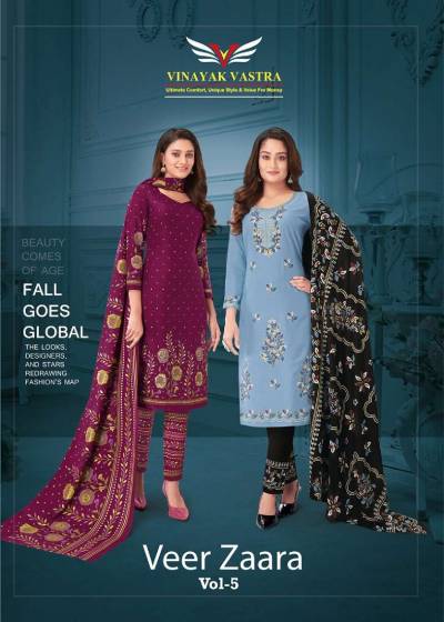 Vinayak Vastra Veer Zaara Vol 5 Rayon Dress Material Collection