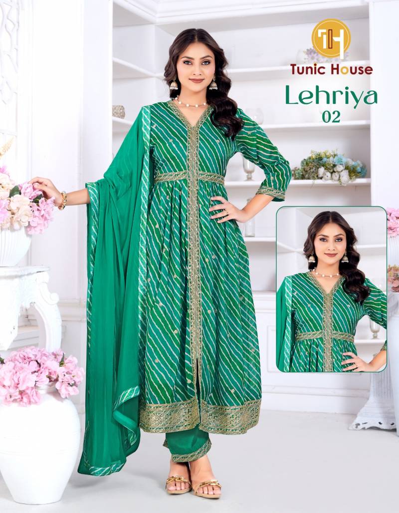 Tunic House Lehriya Organza Print Designer Kurti Set Collection