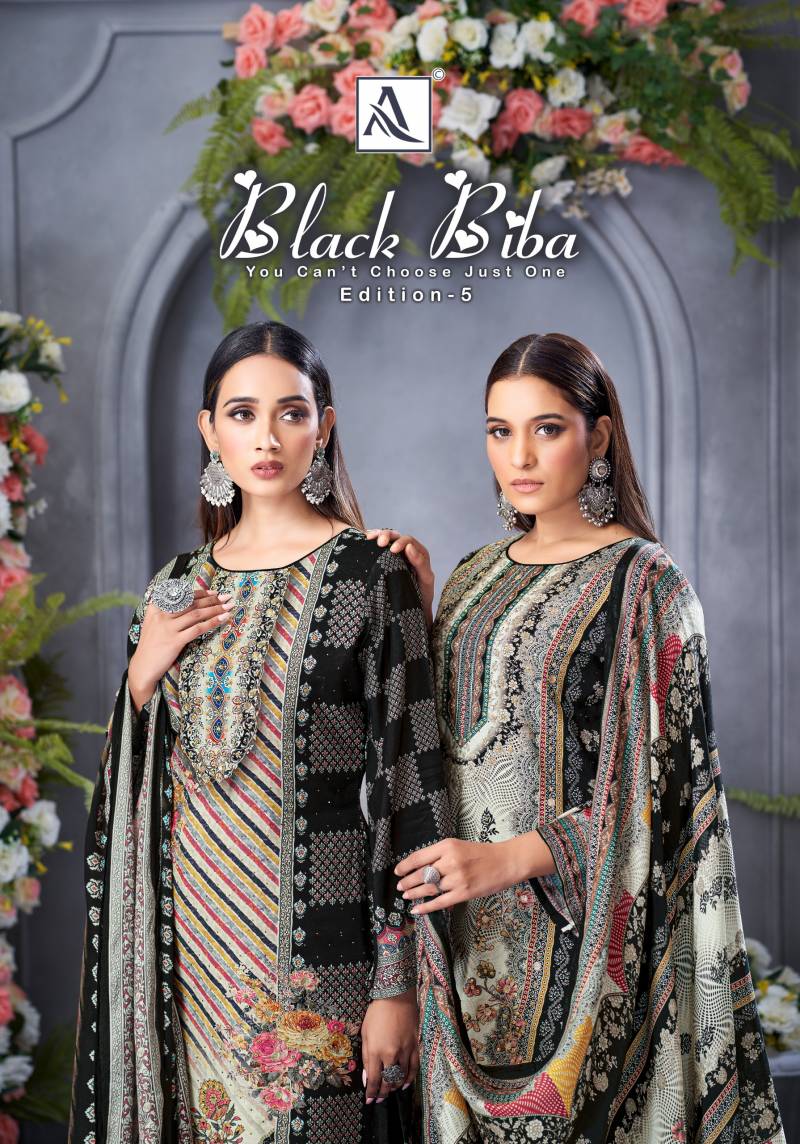 Alok Black Biba Edition 5 Viscose Maslin Designer Dress Material