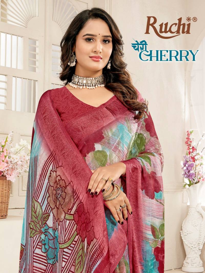 Ruchi Cherry Vol 59 Chiffon With Sartin Weaved Border Saree Collection