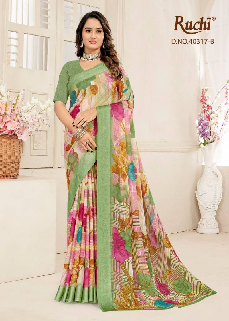 Ruchi Cherry Vol 59 Chiffon With Sartin Weaved Border Saree Collection