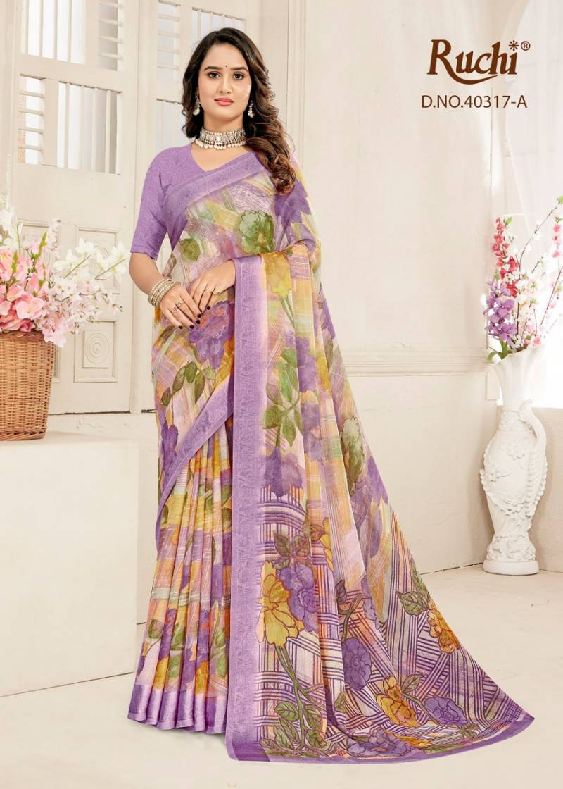 Ruchi Cherry Vol 59 Chiffon With Sartin Weaved Border Saree Collection