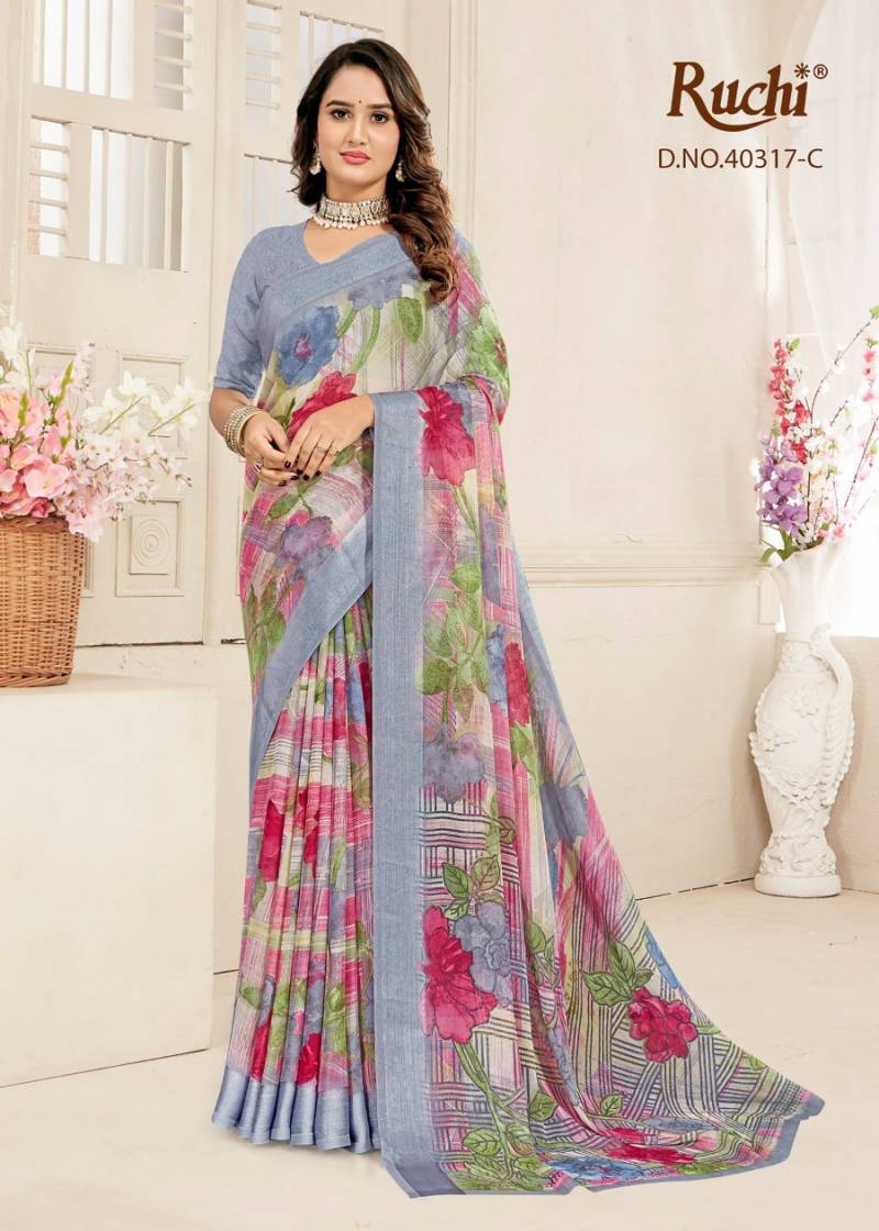Ruchi Cherry Vol 59 Chiffon With Sartin Weaved Border Saree Collection