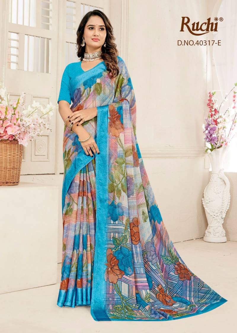 Ruchi Cherry Vol 59 Chiffon With Sartin Weaved Border Saree Collection