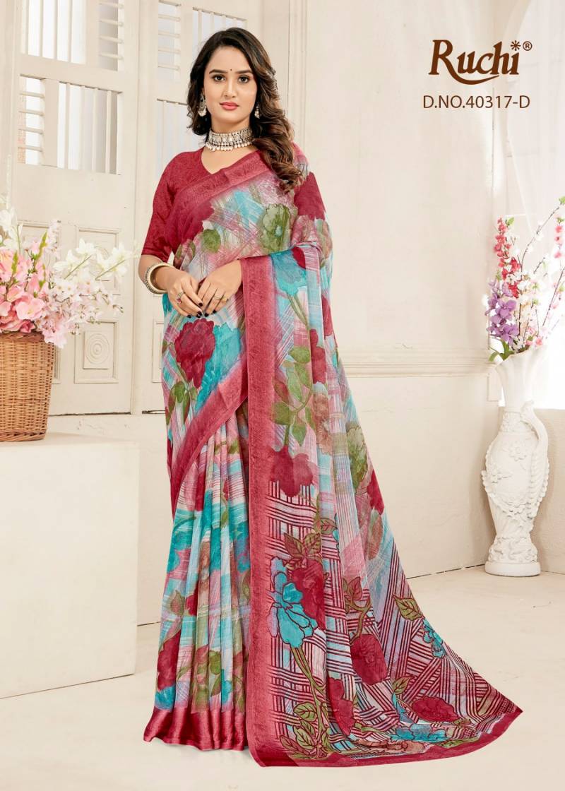 Ruchi Cherry Vol 59 Chiffon With Sartin Weaved Border Saree Collection
