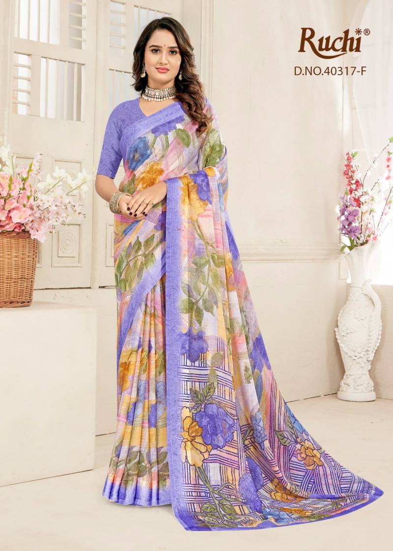 Ruchi Cherry Vol 59 Chiffon With Sartin Weaved Border Saree Collection