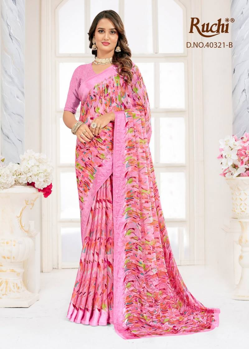 Ruchi Cherry Vol 63 Chiffon With Sartin Weaved Border Saree Collection