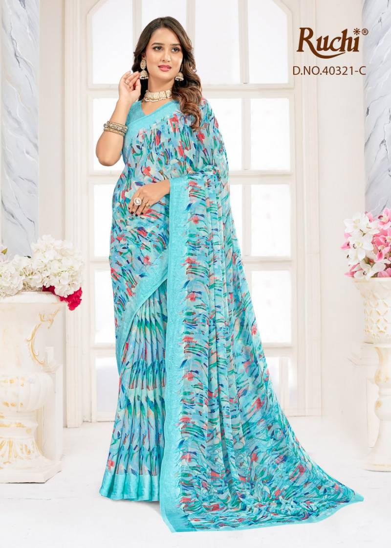 Ruchi Cherry Vol 63 Chiffon With Sartin Weaved Border Saree Collection
