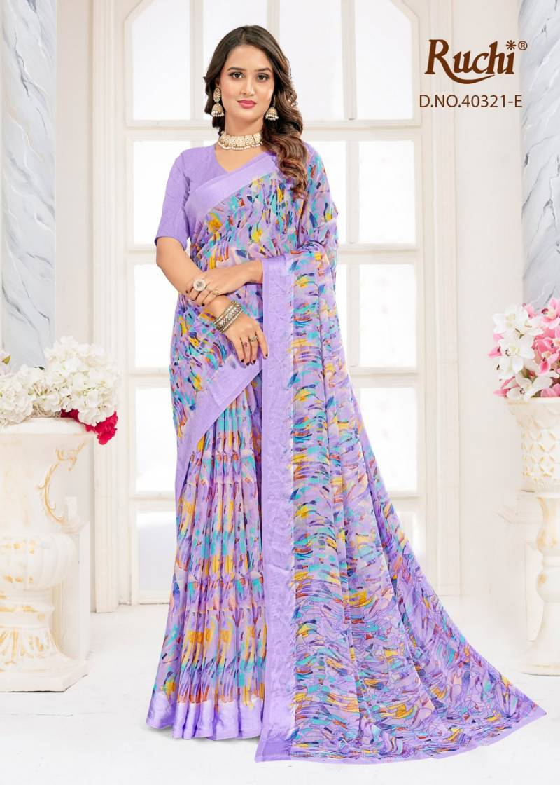Ruchi Cherry Vol 63 Chiffon With Sartin Weaved Border Saree Collection