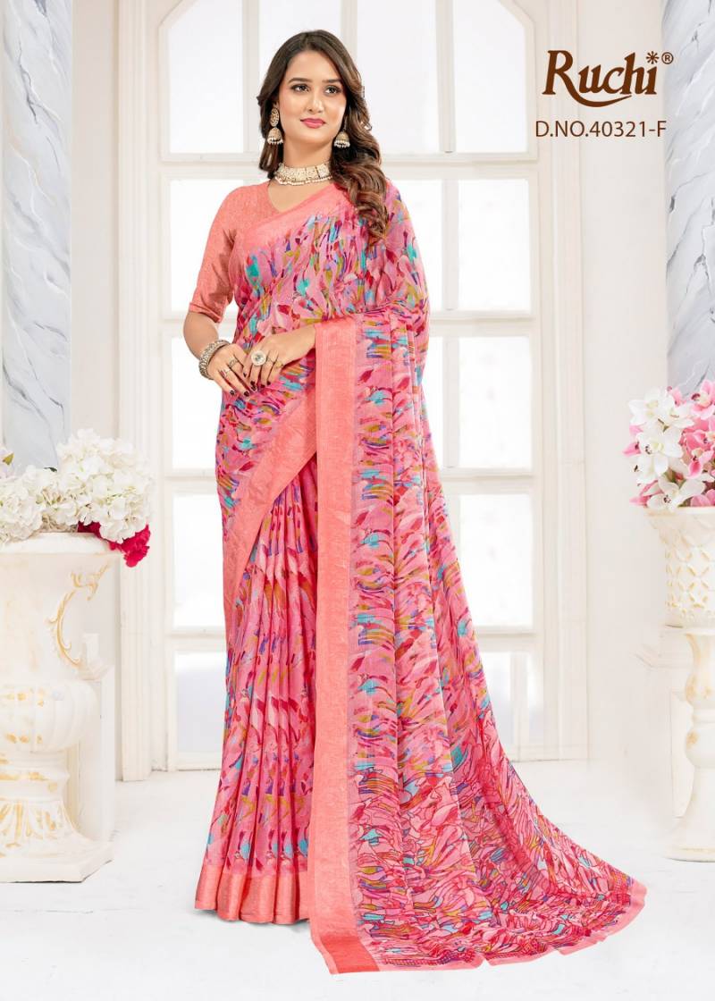 Ruchi Cherry Vol 63 Chiffon With Sartin Weaved Border Saree Collection