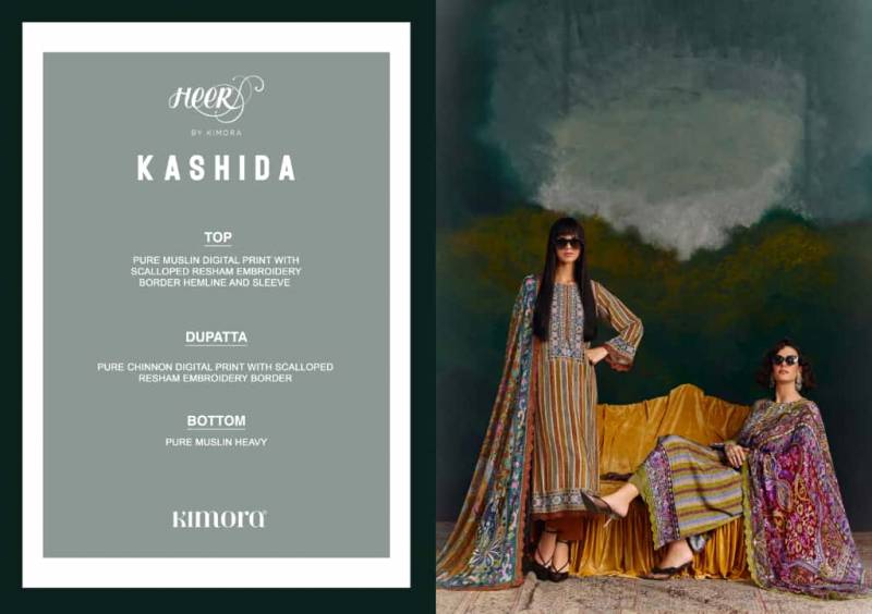 Kimora Heer Kashida Muslin Digital Printed Designer Salwar Kameez
