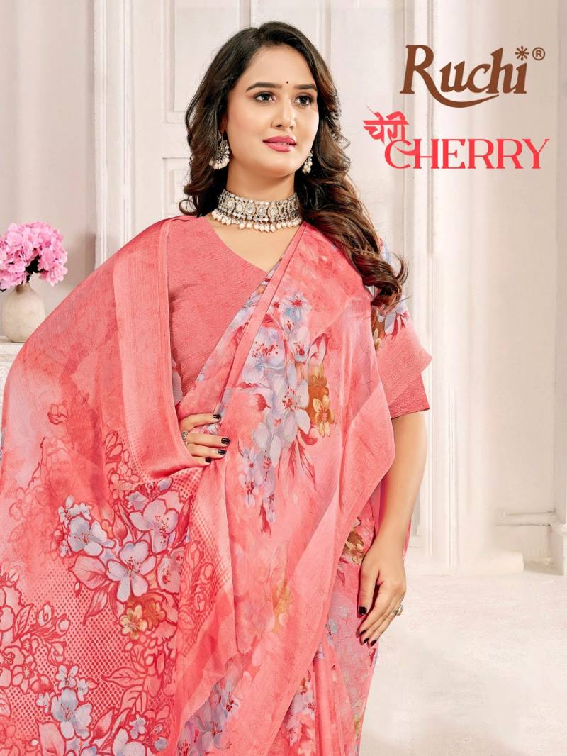 Ruchi Cherry Vol 61 Chiffon With Sartin Weaved Border Saree Collection