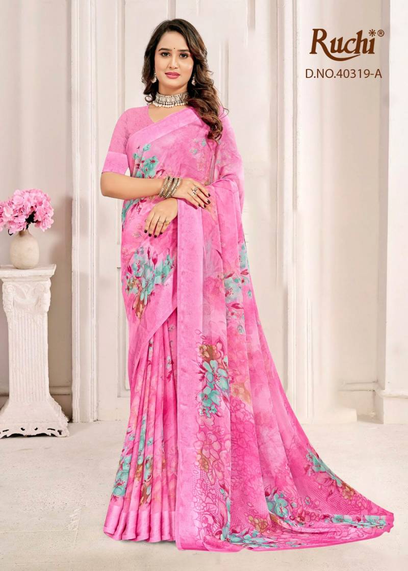 Ruchi Cherry Vol 61 Chiffon With Sartin Weaved Border Saree Collection