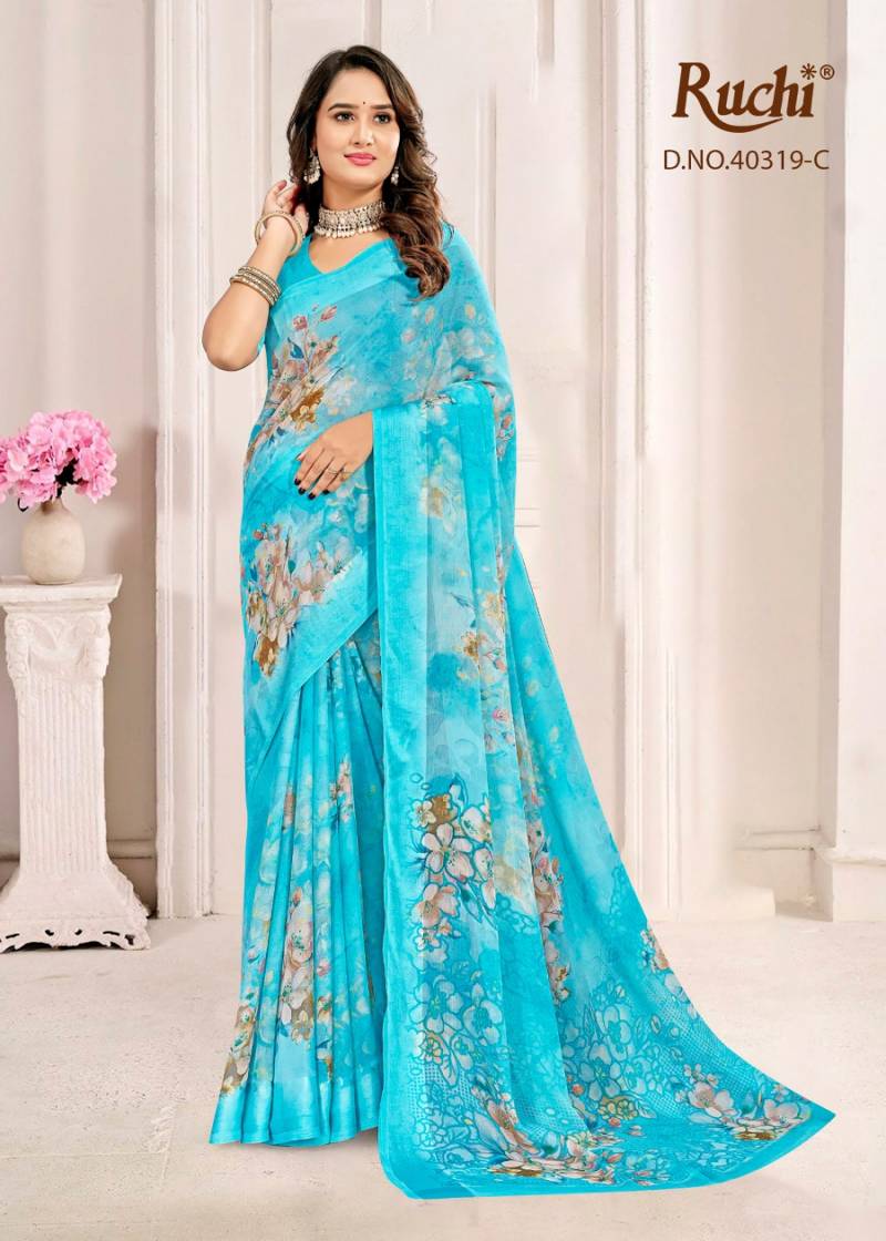 Ruchi Cherry Vol 61 Chiffon With Sartin Weaved Border Saree Collection