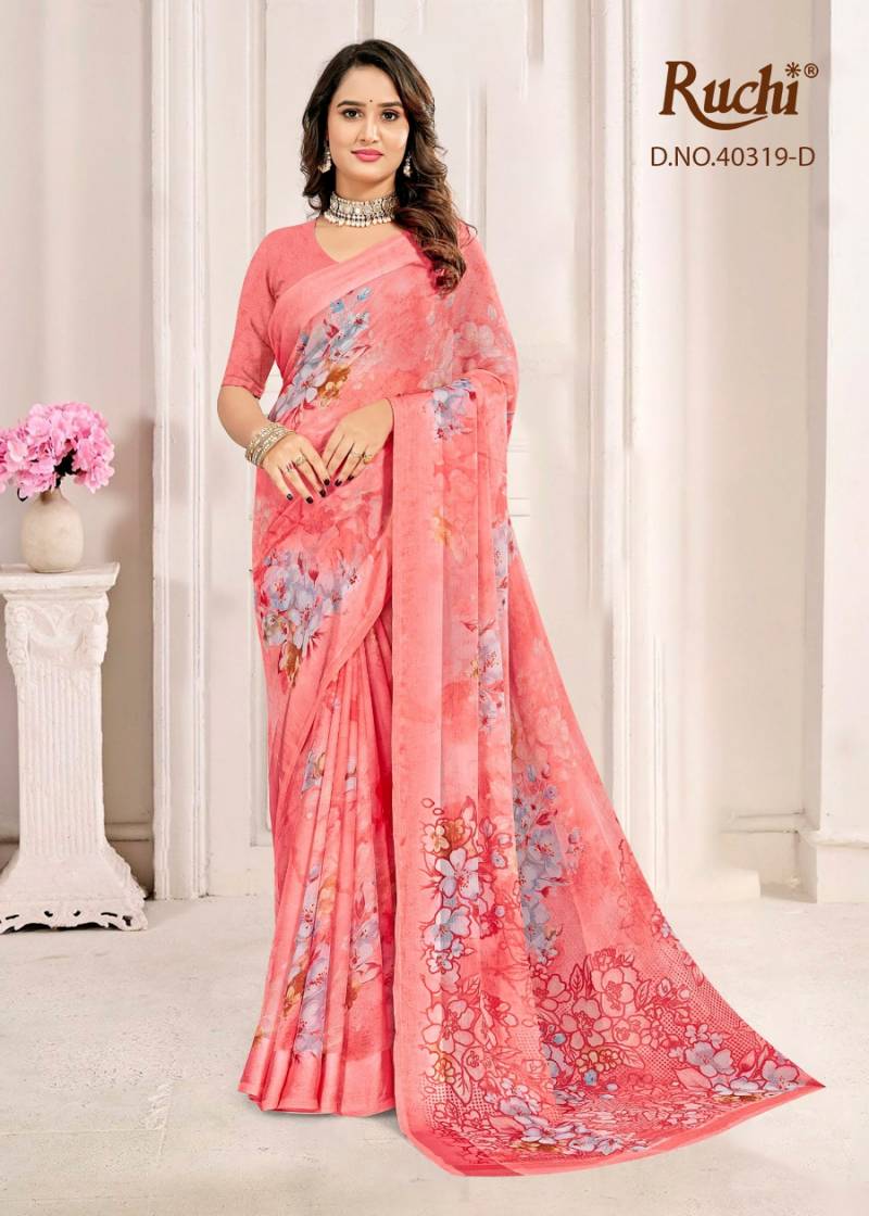 Ruchi Cherry Vol 61 Chiffon With Sartin Weaved Border Saree Collection