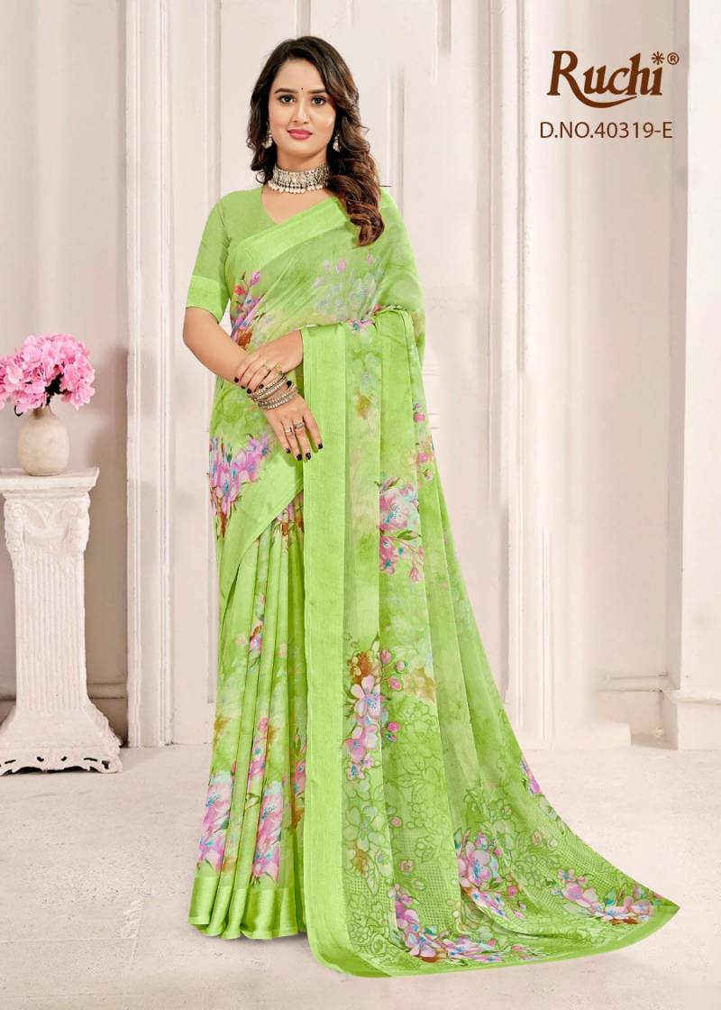 Ruchi Cherry Vol 61 Chiffon With Sartin Weaved Border Saree Collection