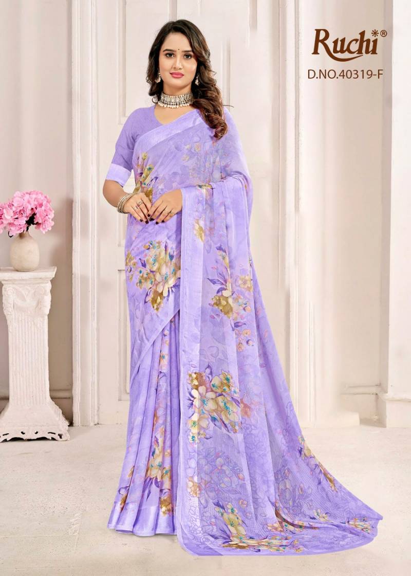 Ruchi Cherry Vol 61 Chiffon With Sartin Weaved Border Saree Collection