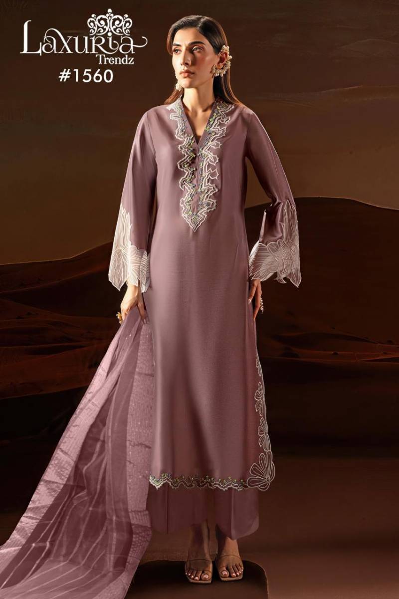 Luxuria Trendz 1560 Satin Embroidery Pakistani Readymade Collection